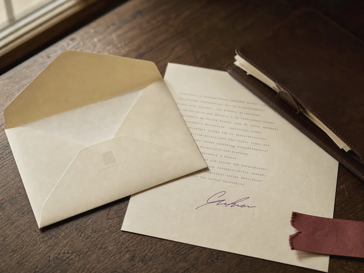 A typewritten letter on bone letterhead with a fountain-pen signature