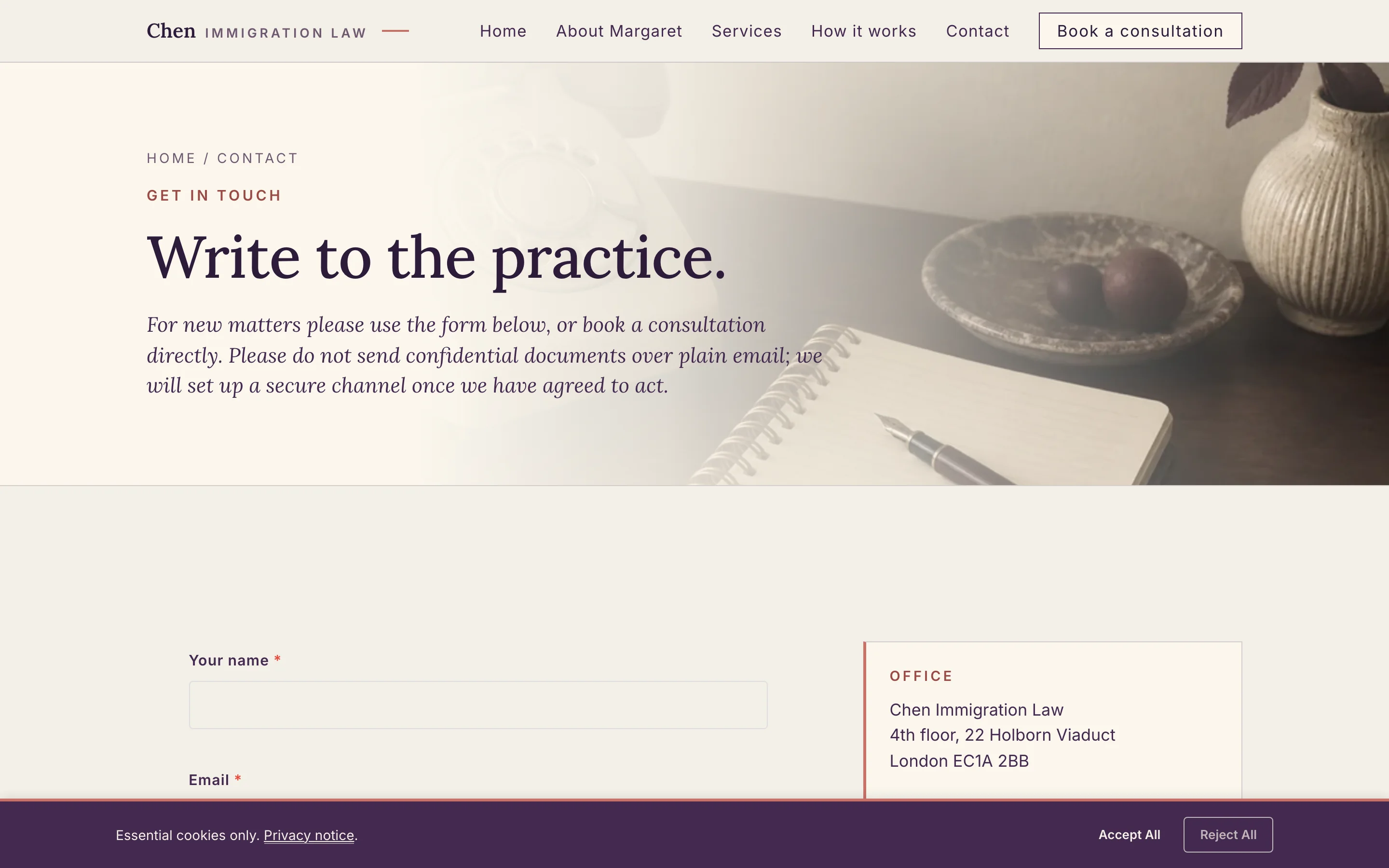 Contact the practice screenshot