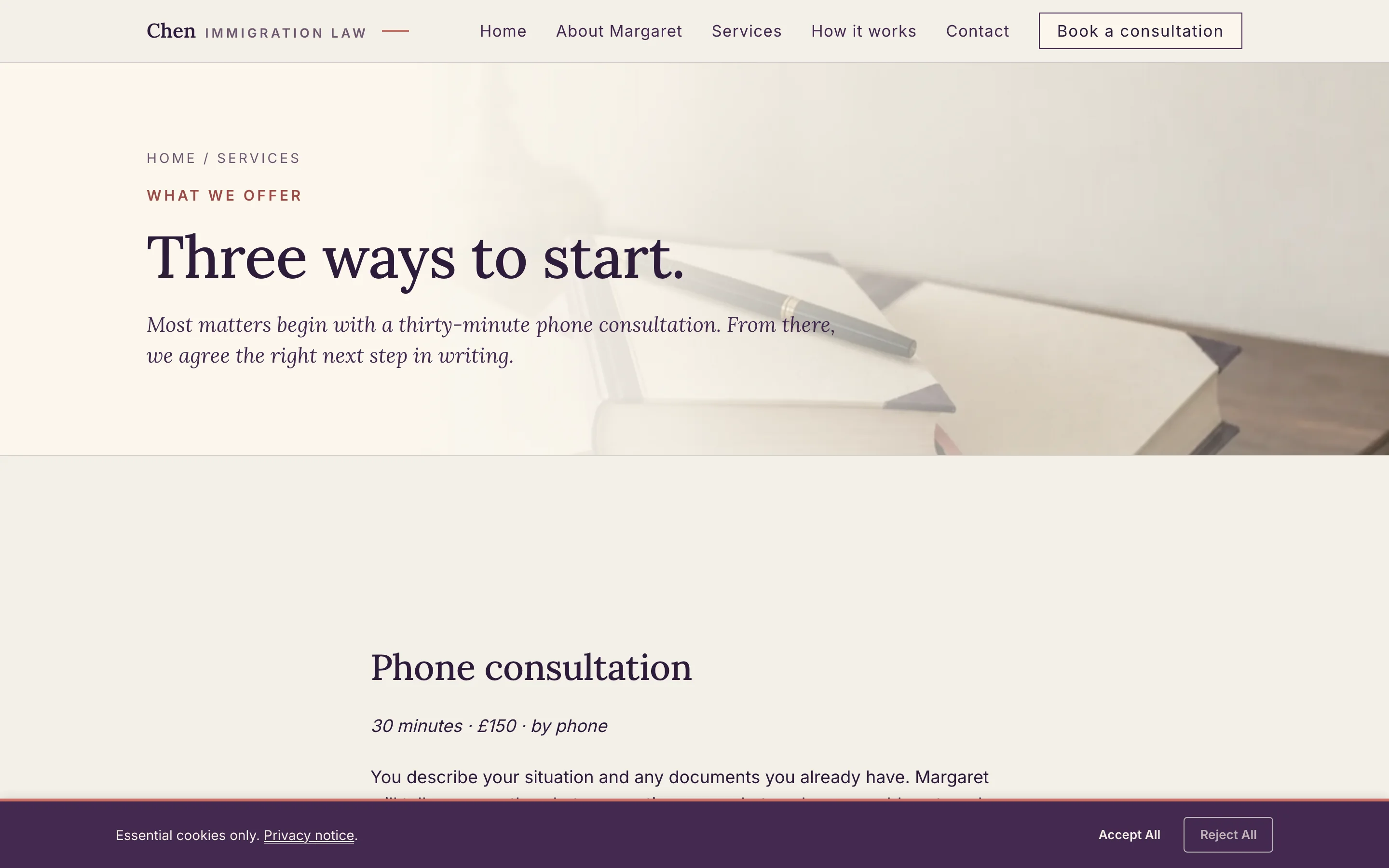 Services & fees screenshot