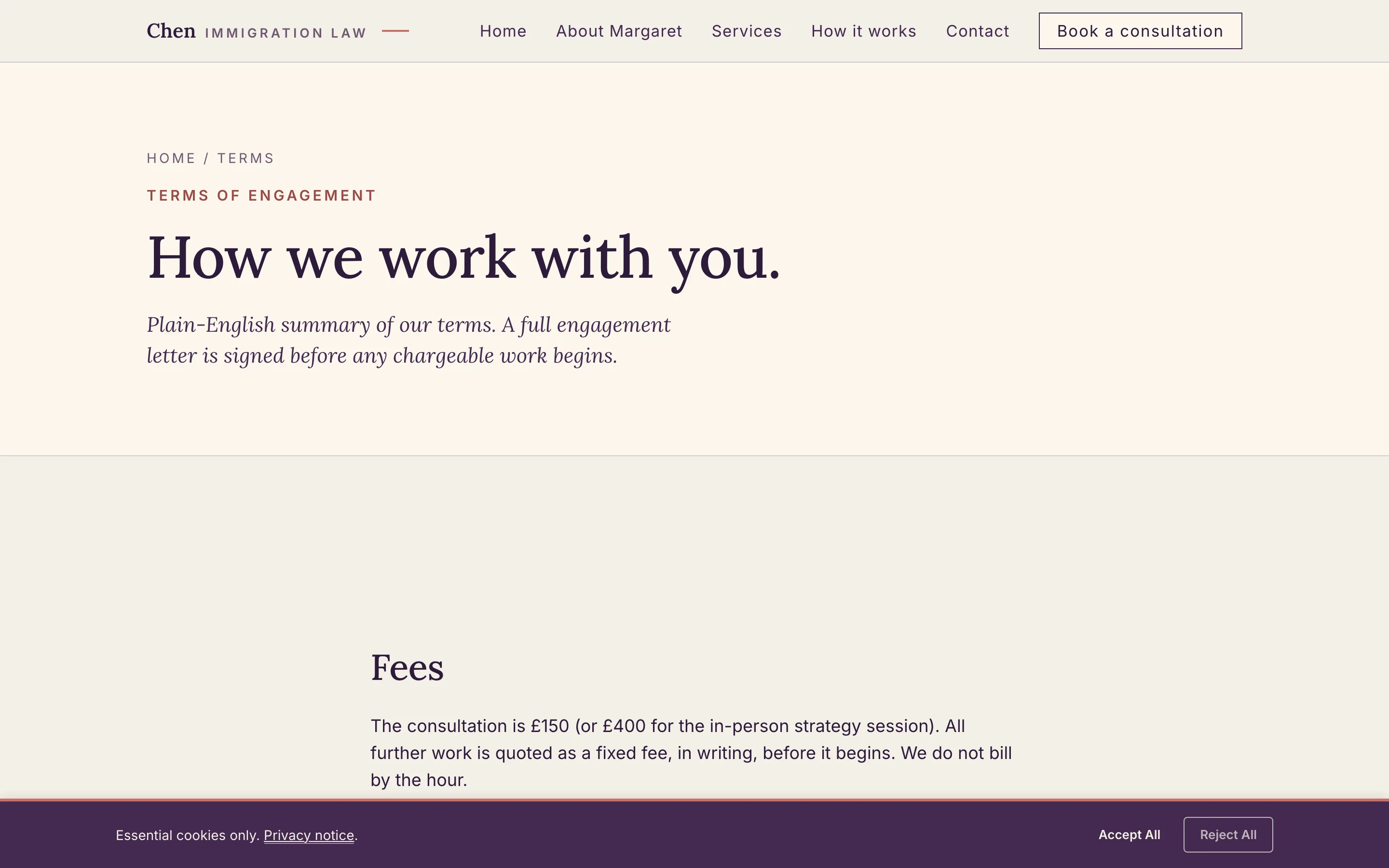 Terms of engagement screenshot